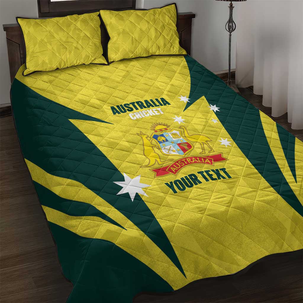Australia Cricket Custom Quilt Bed Set Go Aussie Dynamic Yellow - Aussie Hoodie