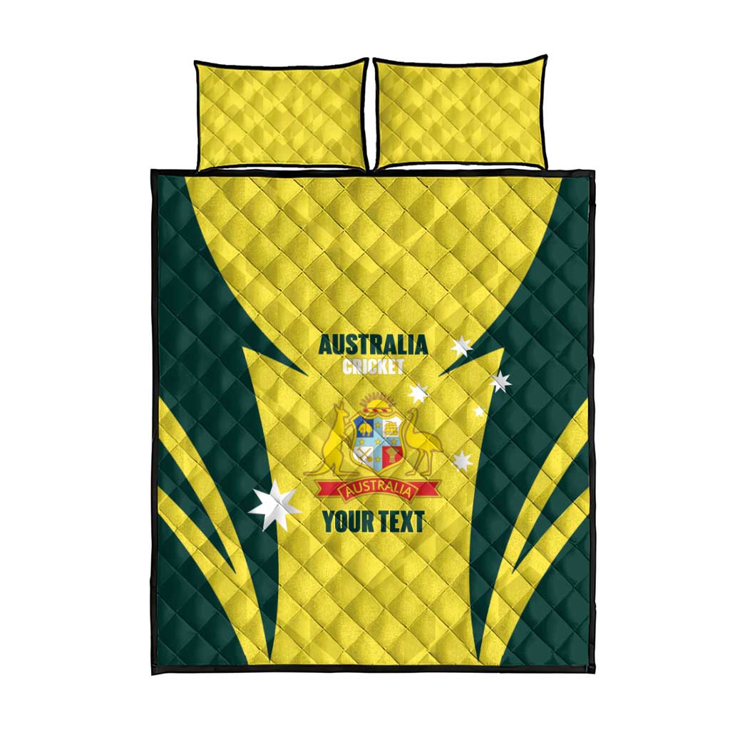 Australia Cricket Custom Quilt Bed Set Go Aussie Dynamic Yellow - Aussie Hoodie