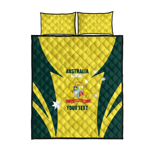 Australia Cricket Custom Quilt Bed Set Go Aussie Dynamic Yellow - Aussie Hoodie