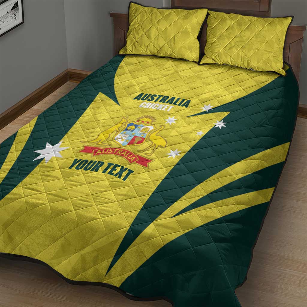 Australia Cricket Custom Quilt Bed Set Go Aussie Dynamic Yellow - Aussie Hoodie