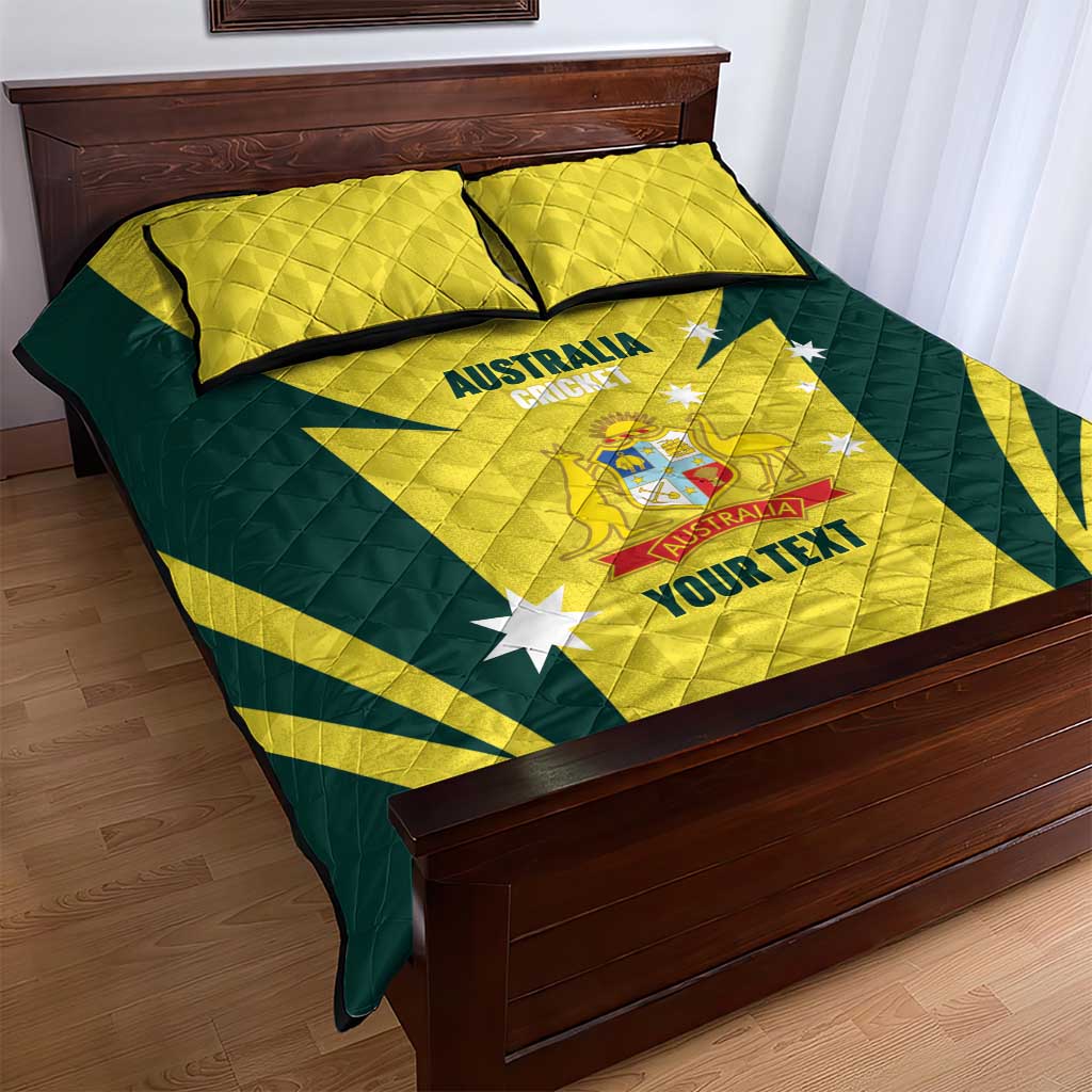 Australia Cricket Custom Quilt Bed Set Go Aussie Dynamic Yellow - Aussie Hoodie