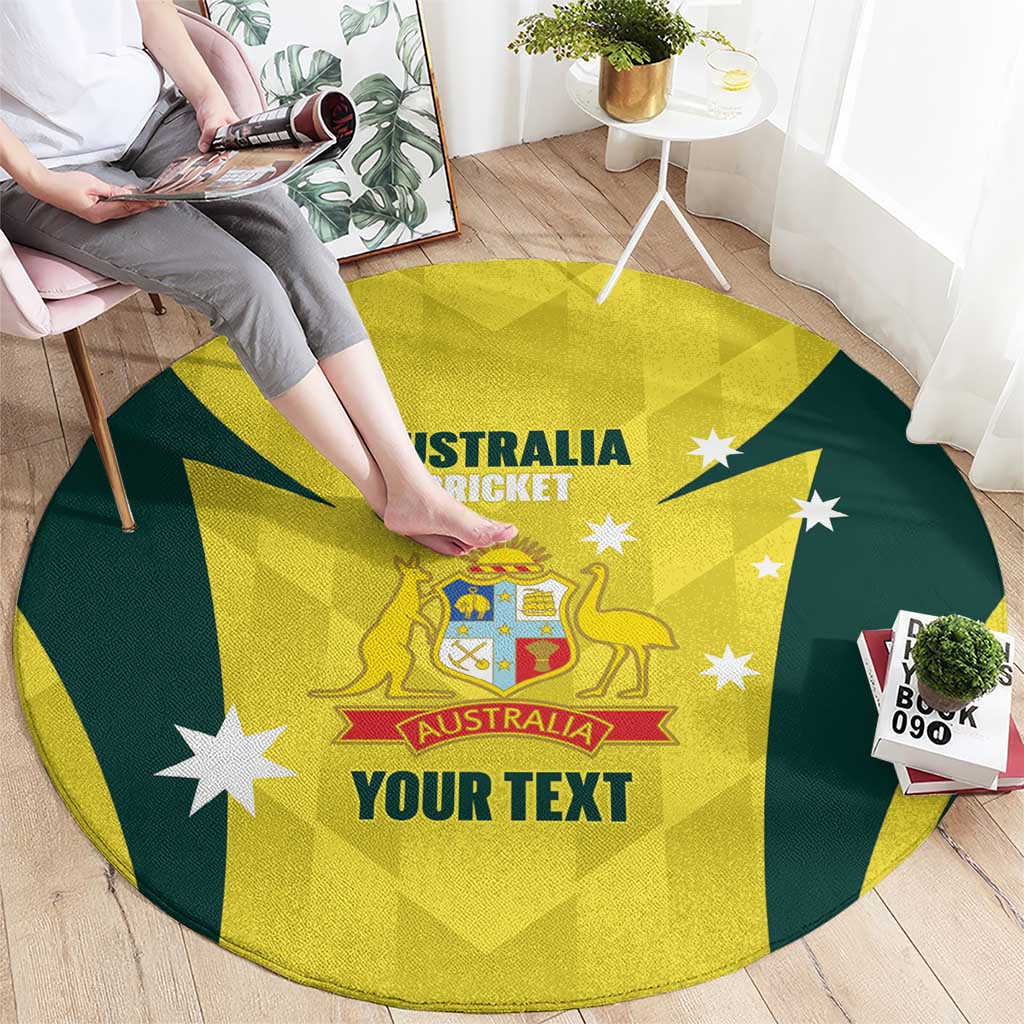Australia Cricket Custom Round Carpet Go Aussie Dynamic Yellow - Aussie Hoodie