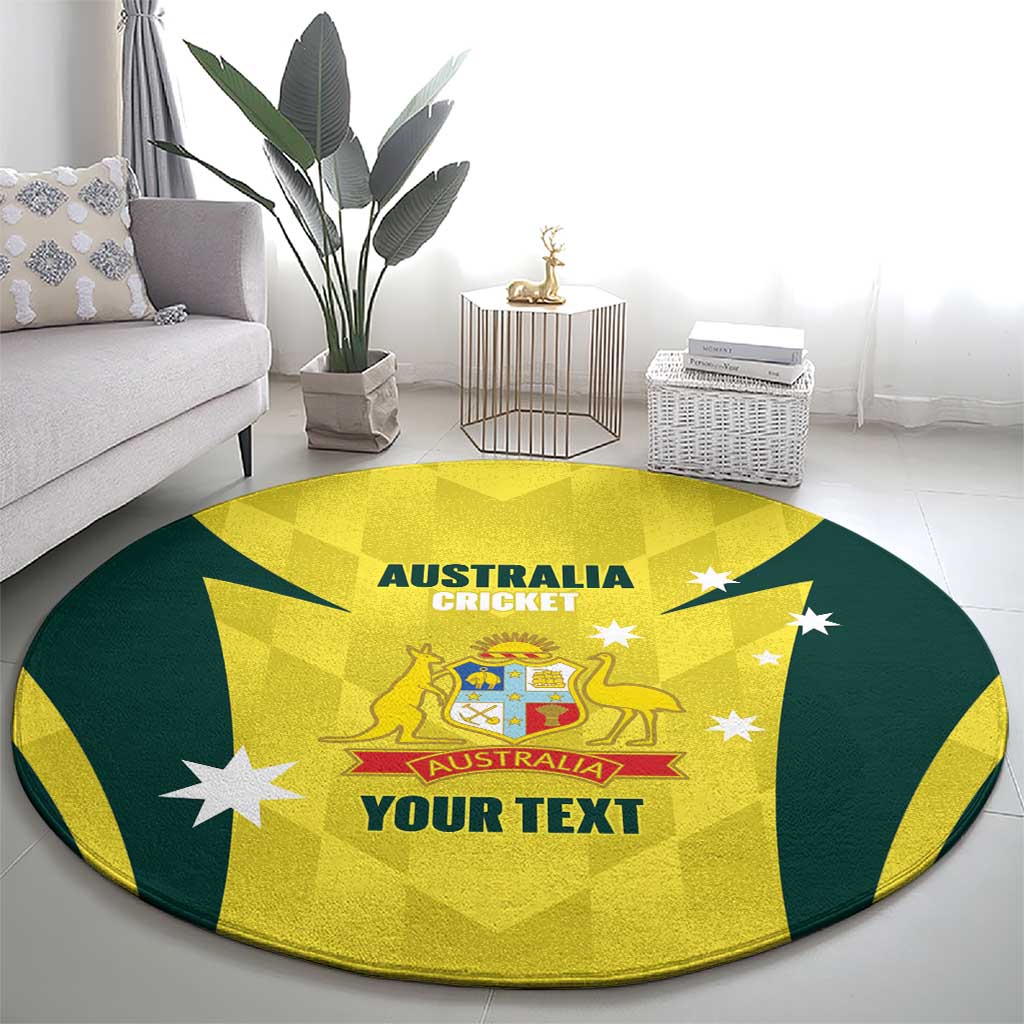Australia Cricket Custom Round Carpet Go Aussie Dynamic Yellow - Aussie Hoodie