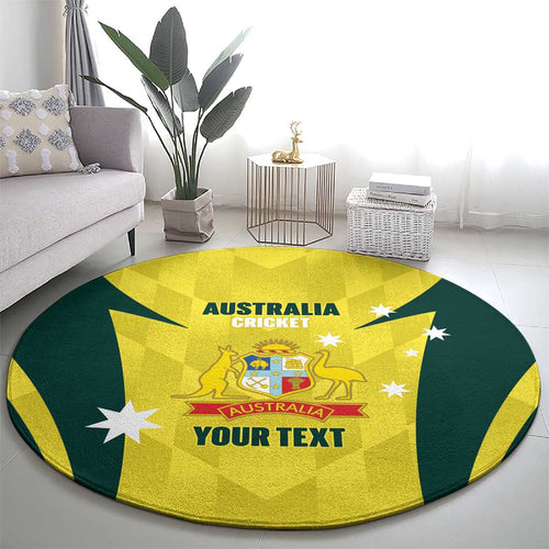 Australia Cricket Custom Round Carpet Go Aussie Dynamic Yellow - Aussie Hoodie