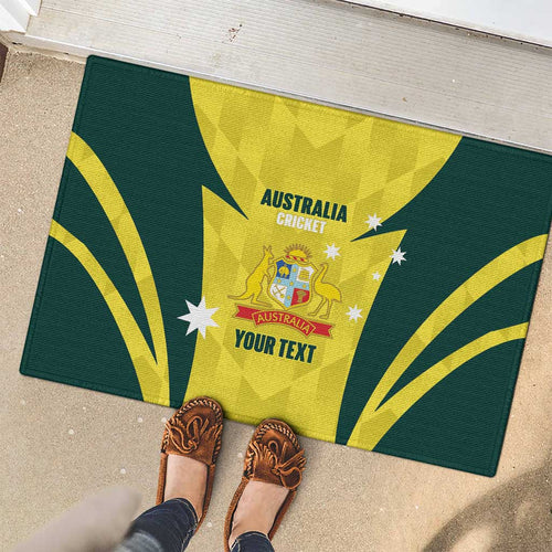 Australia Cricket Custom Rubber Doormat Go Aussie Dynamic Yellow - Aussie Hoodie