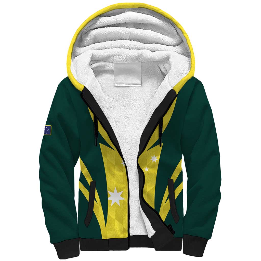 Australia Cricket Custom Sherpa Hoodie Go Aussie Dynamic Yellow - Aussie Hoodie