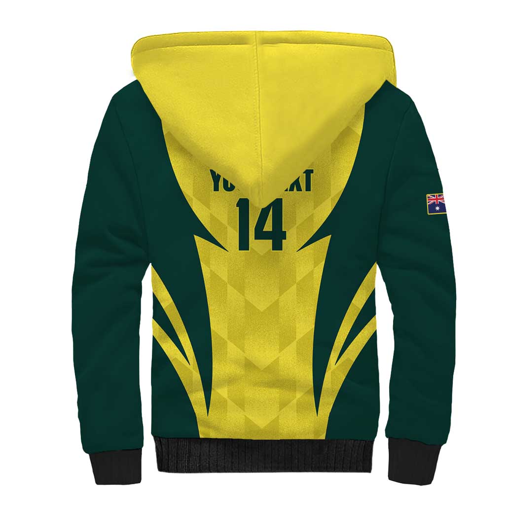 Australia Cricket Custom Sherpa Hoodie Go Aussie Dynamic Yellow - Aussie Hoodie