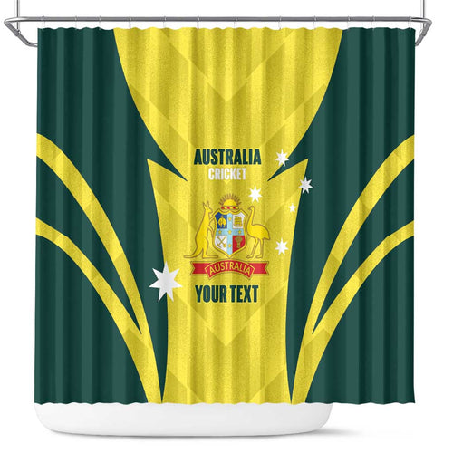 Australia Cricket Custom Shower Curtain Go Aussie Dynamic Yellow - Aussie Hoodie