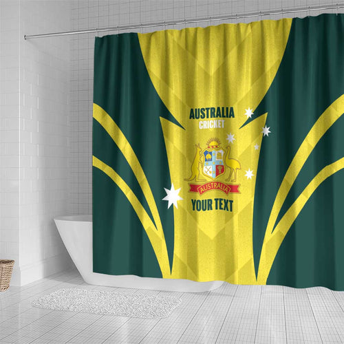 Australia Cricket Custom Shower Curtain Go Aussie Dynamic Yellow - Aussie Hoodie