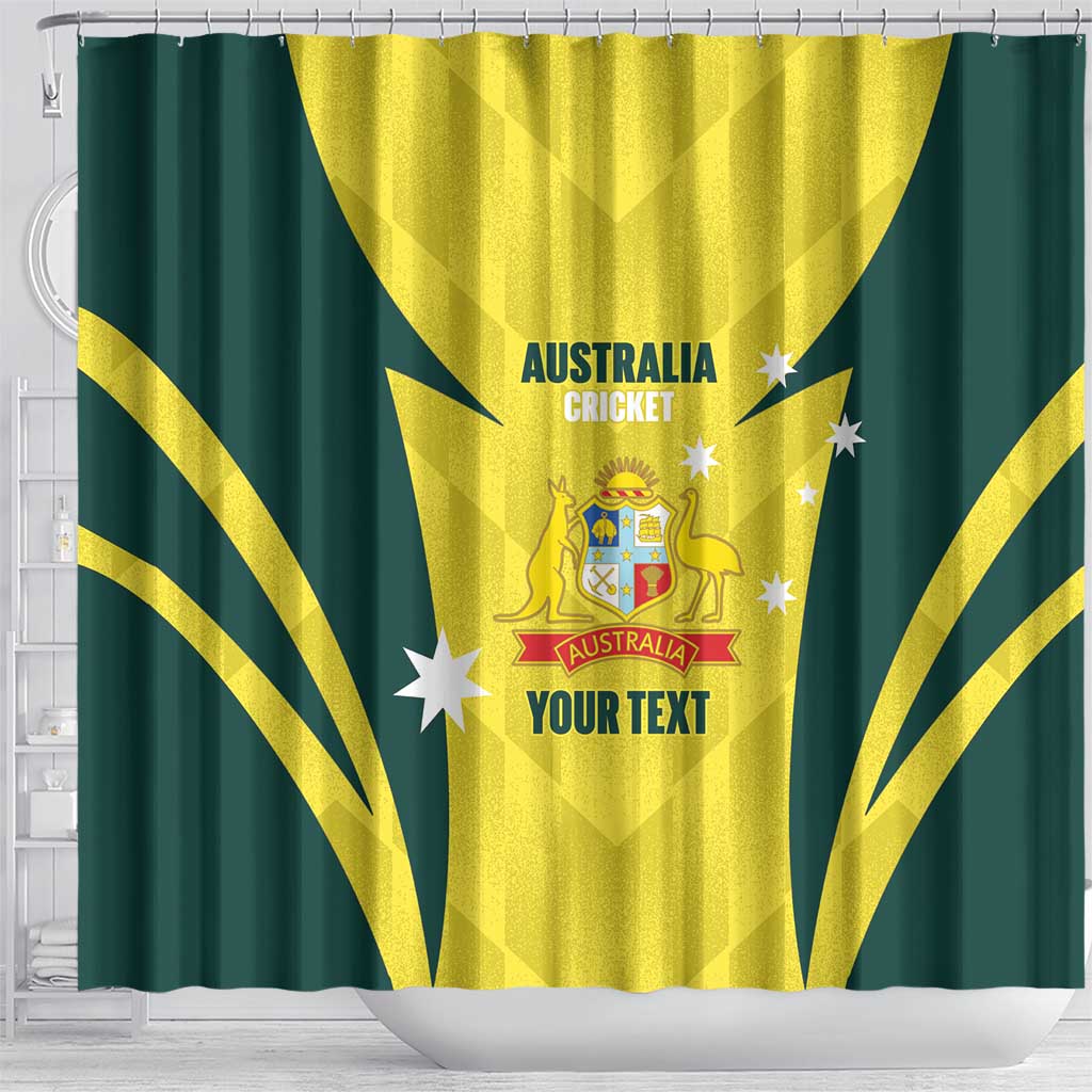 Australia Cricket Custom Shower Curtain Go Aussie Dynamic Yellow - Aussie Hoodie