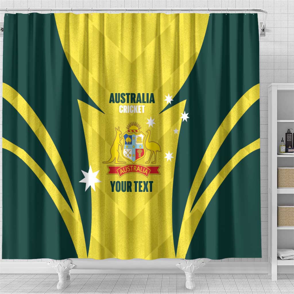 Australia Cricket Custom Shower Curtain Go Aussie Dynamic Yellow - Aussie Hoodie