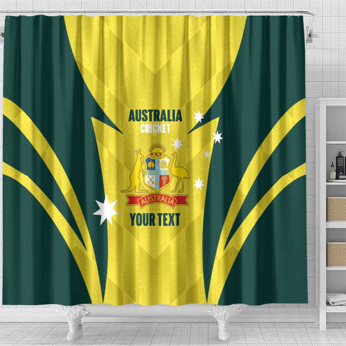 Australia Cricket Custom Shower Curtain Go Aussie Dynamic Yellow - Aussie Hoodie