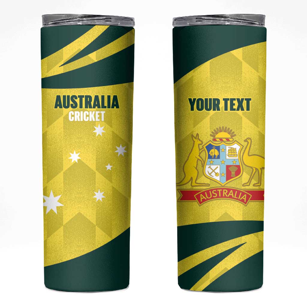 Australia Cricket Custom Skinny Tumbler Go Aussie Dynamic Yellow - Aussie Hoodie