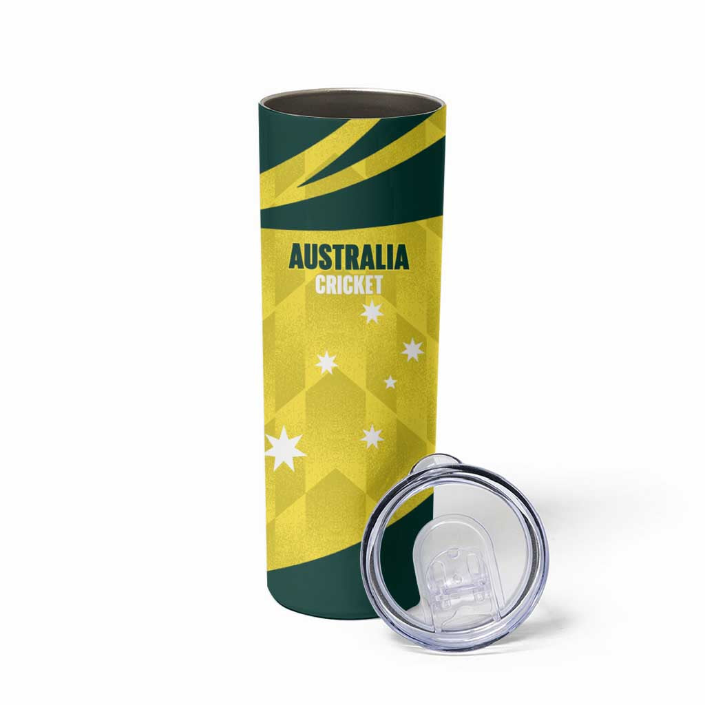 Australia Cricket Custom Skinny Tumbler Go Aussie Dynamic Yellow - Aussie Hoodie