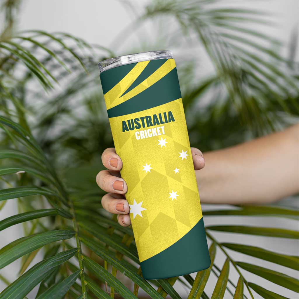 Australia Cricket Custom Skinny Tumbler Go Aussie Dynamic Yellow - Aussie Hoodie