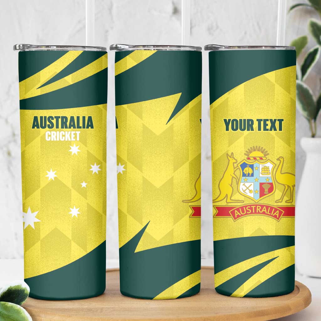 Australia Cricket Custom Skinny Tumbler Go Aussie Dynamic Yellow - Aussie Hoodie
