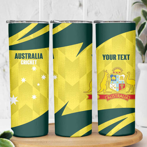 Australia Cricket Custom Skinny Tumbler Go Aussie Dynamic Yellow - Aussie Hoodie