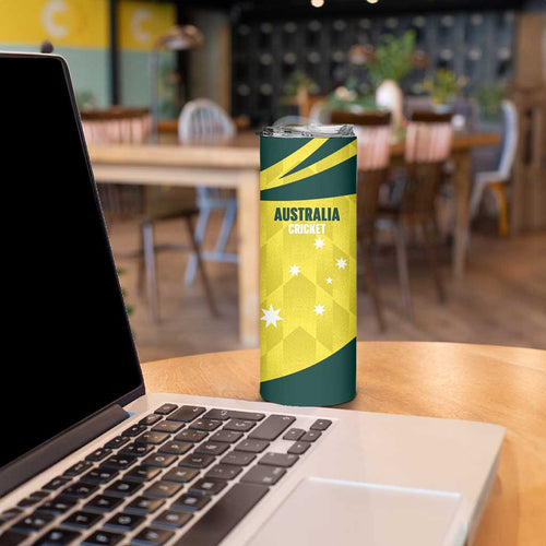 Australia Cricket Custom Skinny Tumbler Go Aussie Dynamic Yellow - Aussie Hoodie