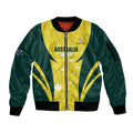 Australia Cricket Custom Sleeve Zip Bomber Jacket Go Aussie Dynamic Yellow - Aussie Hoodie