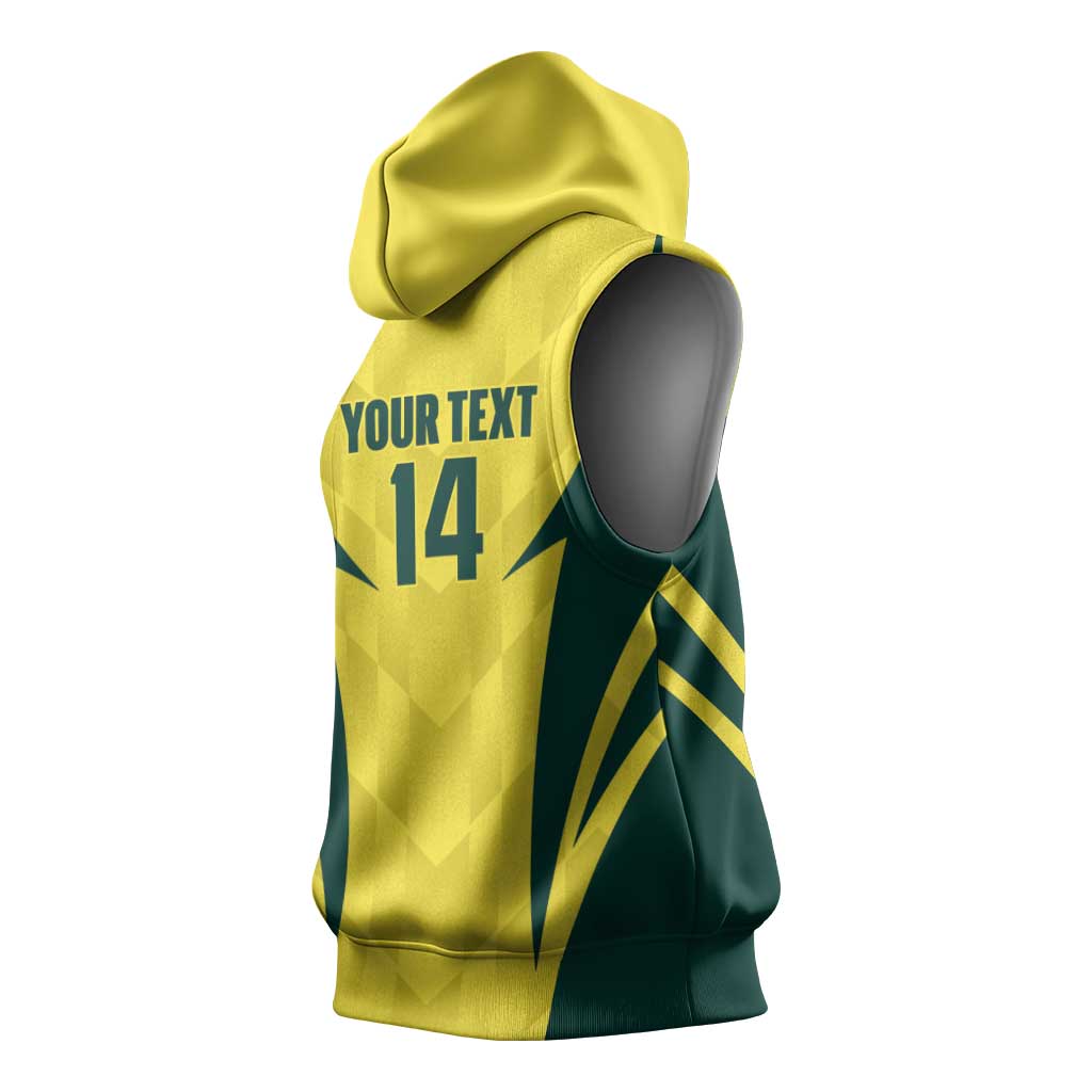 Australia Cricket Custom Sleeveless Hoodie Go Aussie Dynamic Yellow - Aussie Hoodie