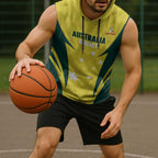 Australia Cricket Custom Sleeveless Hoodie Go Aussie Dynamic Yellow - Aussie Hoodie