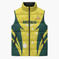 Australia Cricket Custom Sleeveless Puffer Jacket Go Aussie Dynamic Yellow - Aussie Hoodie