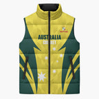 Australia Cricket Custom Sleeveless Puffer Jacket Go Aussie Dynamic Yellow - Aussie Hoodie