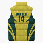 Australia Cricket Custom Sleeveless Puffer Jacket Go Aussie Dynamic Yellow - Aussie Hoodie
