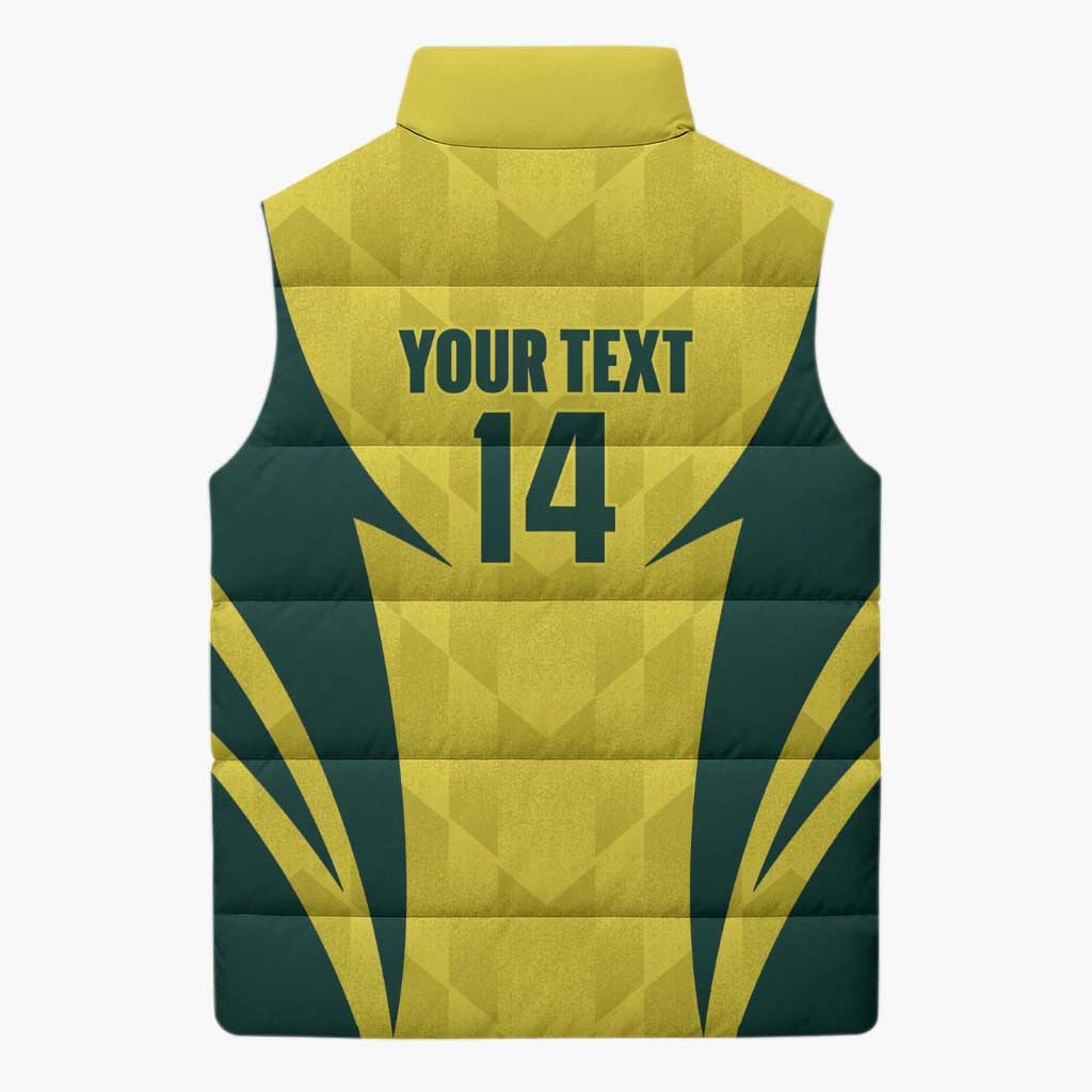Australia Cricket Custom Sleeveless Puffer Jacket Go Aussie Dynamic Yellow - Aussie Hoodie