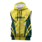 Australia Cricket Custom Sleeveless Zip Hoodie Go Aussie Dynamic Yellow LT14