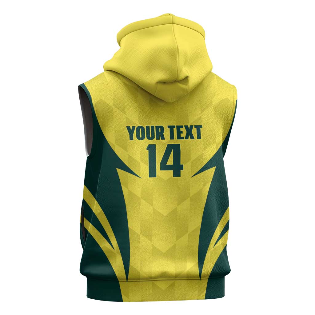Australia Cricket Custom Sleeveless Zip Hoodie Go Aussie Dynamic Yellow LT14