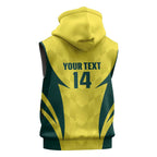 Australia Cricket Custom Sleeveless Zip Hoodie Go Aussie Dynamic Yellow LT14