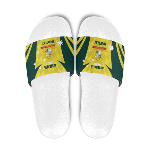 Australia Cricket Custom Slide Sandals Go Aussie Dynamic Yellow - Aussie Hoodie
