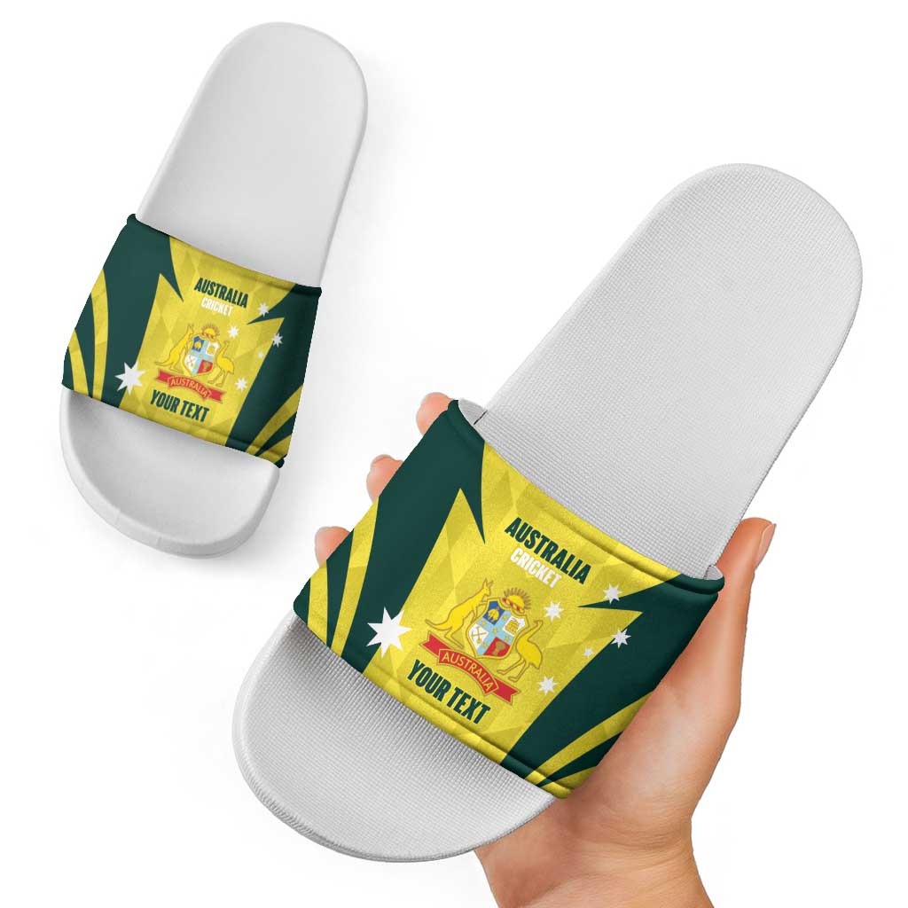 Australia Cricket Custom Slide Sandals Go Aussie Dynamic Yellow - Aussie Hoodie