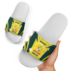Australia Cricket Custom Slide Sandals Go Aussie Dynamic Yellow - Aussie Hoodie