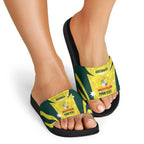 Australia Cricket Custom Slide Sandals Go Aussie Dynamic Yellow - Aussie Hoodie