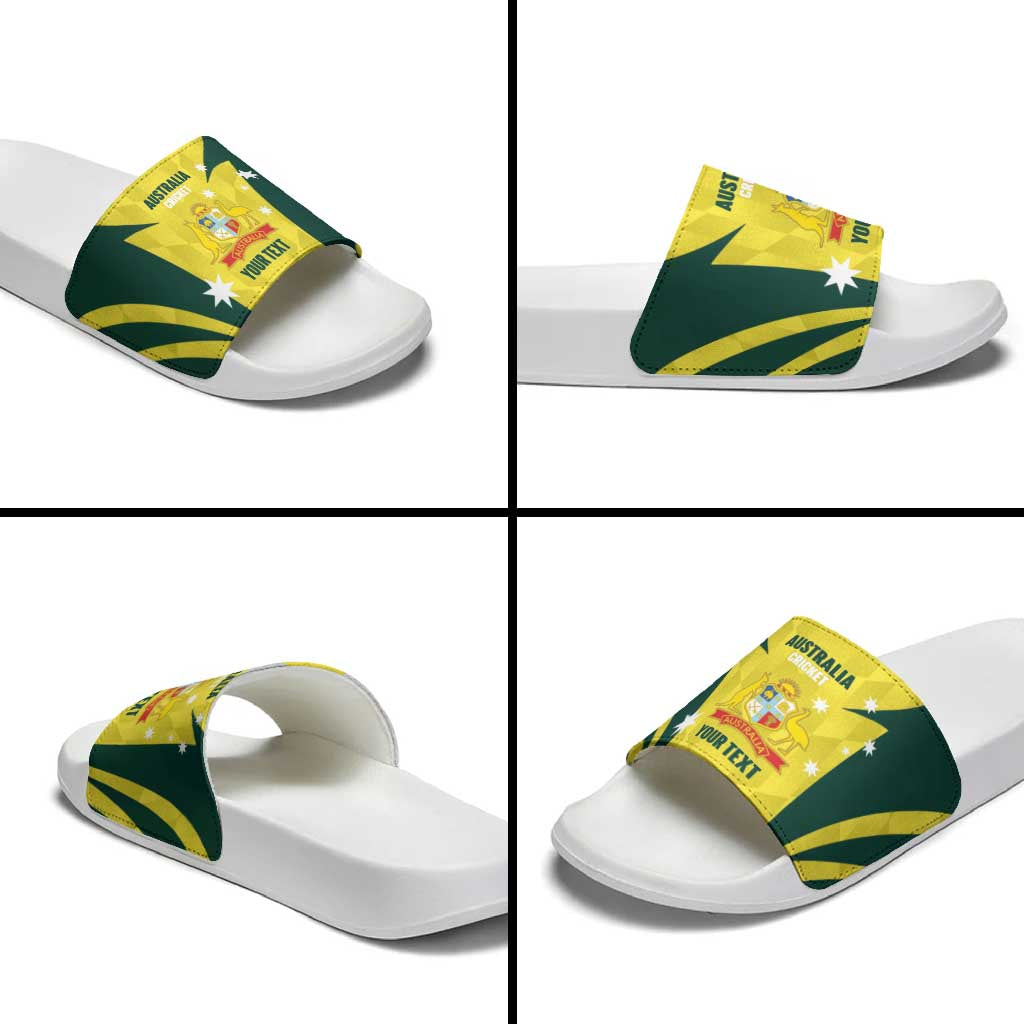 Australia Cricket Custom Slide Sandals Go Aussie Dynamic Yellow - Aussie Hoodie