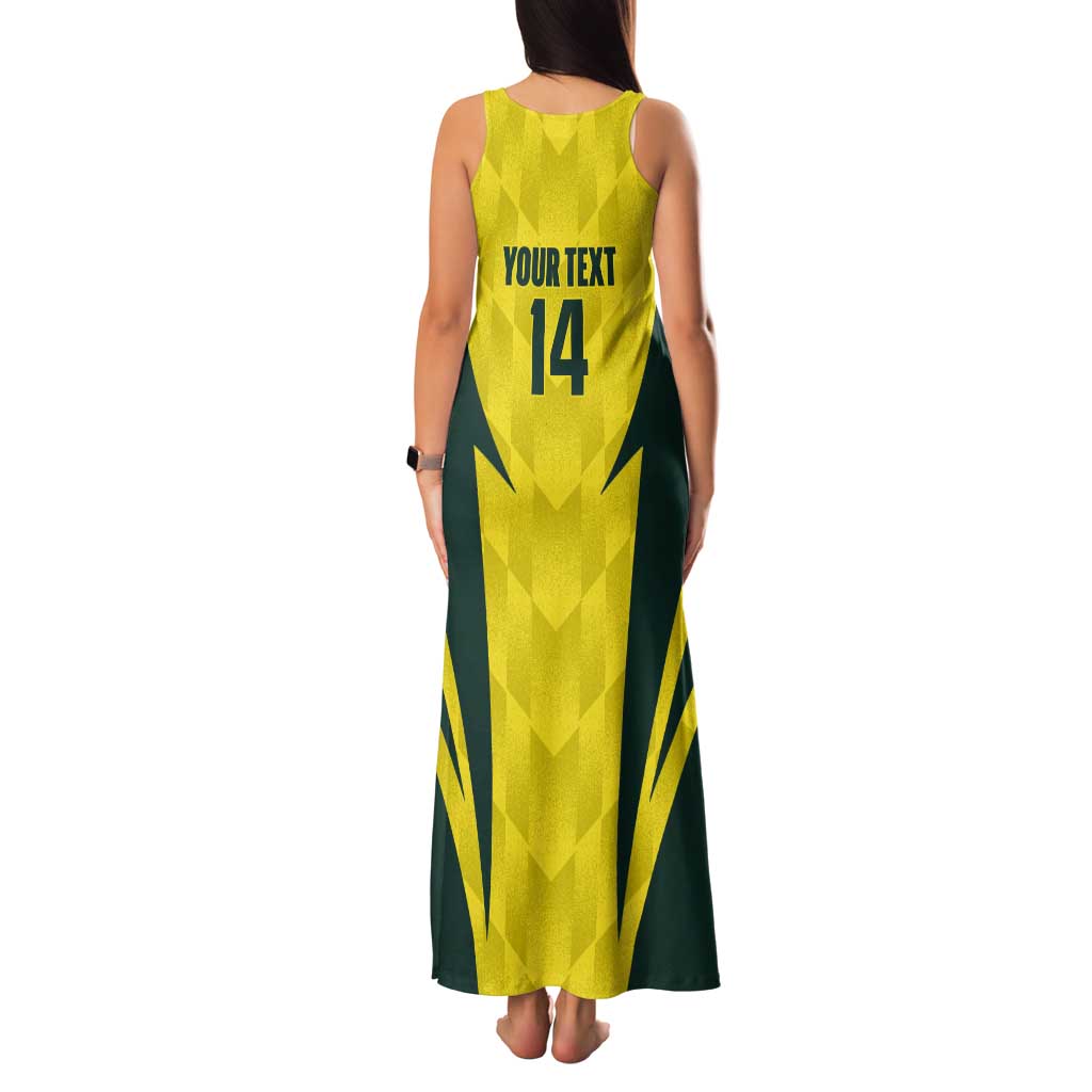 Australia Cricket Custom Tank Maxi Dress Go Aussie Dynamic Yellow - Aussie Hoodie