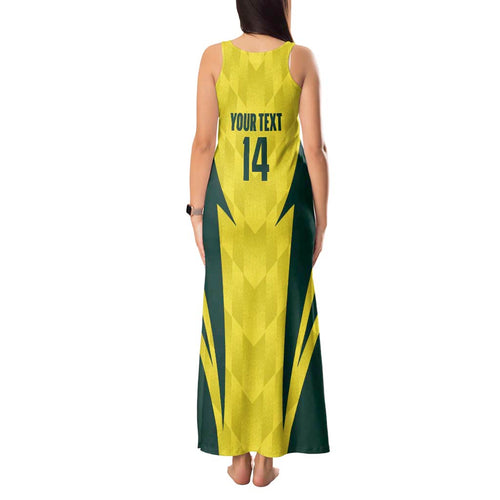 Australia Cricket Custom Tank Maxi Dress Go Aussie Dynamic Yellow - Aussie Hoodie