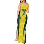 Australia Cricket Custom Tank Maxi Dress Go Aussie Dynamic Yellow - Aussie Hoodie