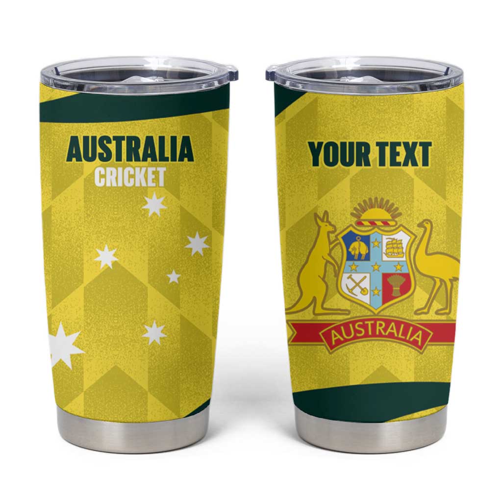 Australia Cricket Custom Tumbler Cup Go Aussie Dynamic Yellow - Aussie Hoodie