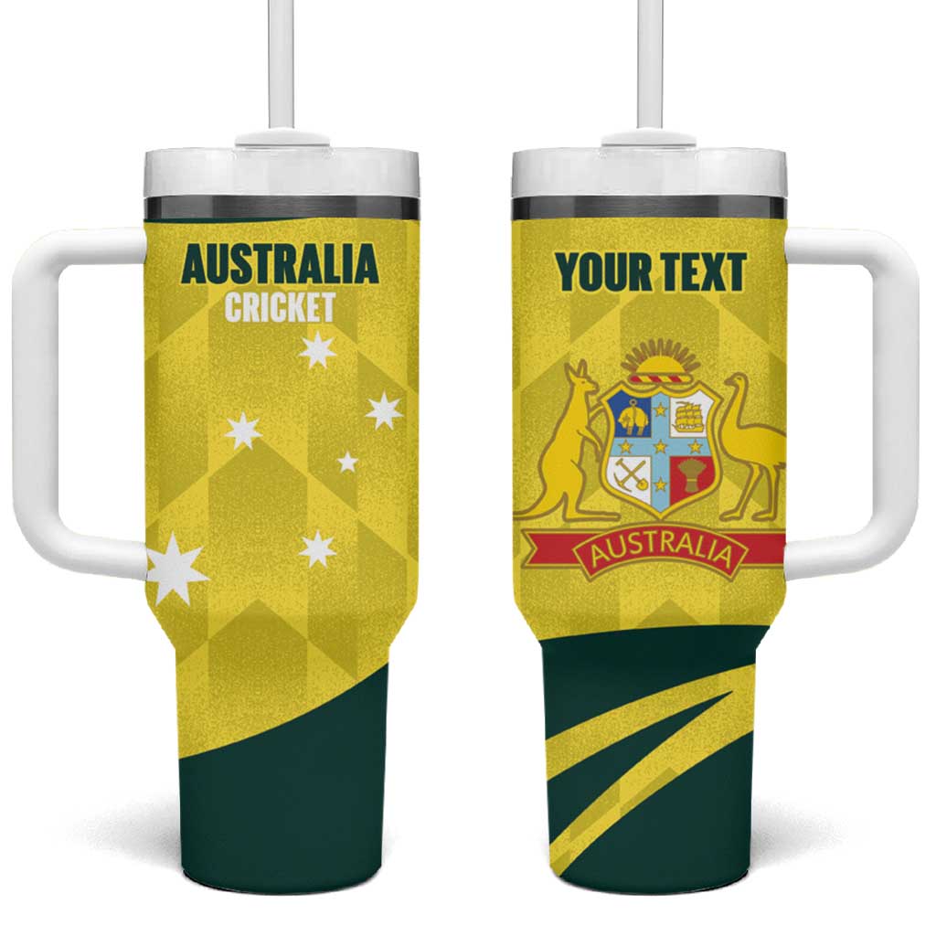 Australia Cricket Custom Tumbler With Handle Go Aussie Dynamic Yellow - Aussie Hoodie