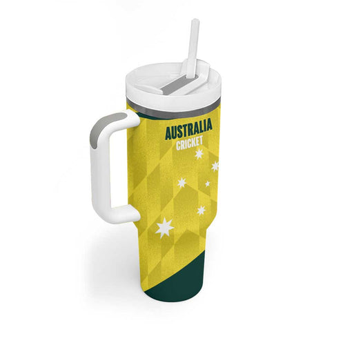 Australia Cricket Custom Tumbler With Handle Go Aussie Dynamic Yellow - Aussie Hoodie