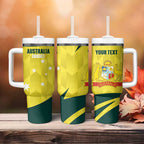 Australia Cricket Custom Tumbler With Handle Go Aussie Dynamic Yellow - Aussie Hoodie