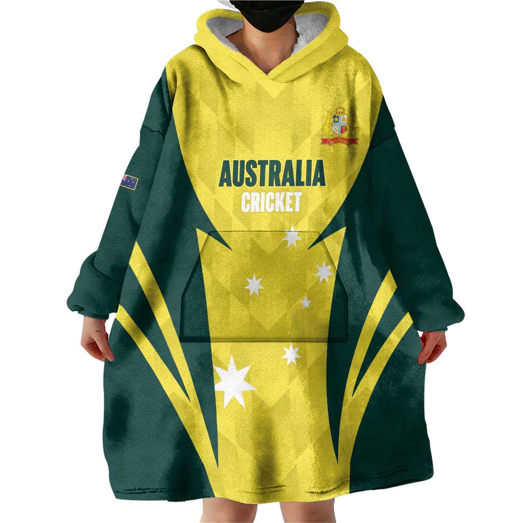 Australia Cricket Custom Wearable Blanket Hoodie Go Aussie Dynamic Yellow - Aussie Hoodie