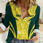 Australia Cricket Custom Women Casual Shirt Go Aussie Dynamic Yellow - Aussie Hoodie