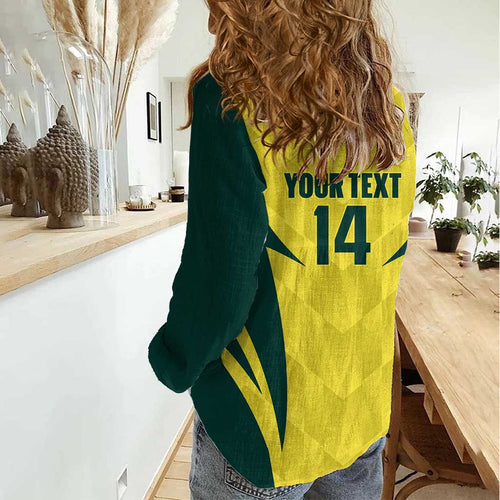 Australia Cricket Custom Women Casual Shirt Go Aussie Dynamic Yellow - Aussie Hoodie