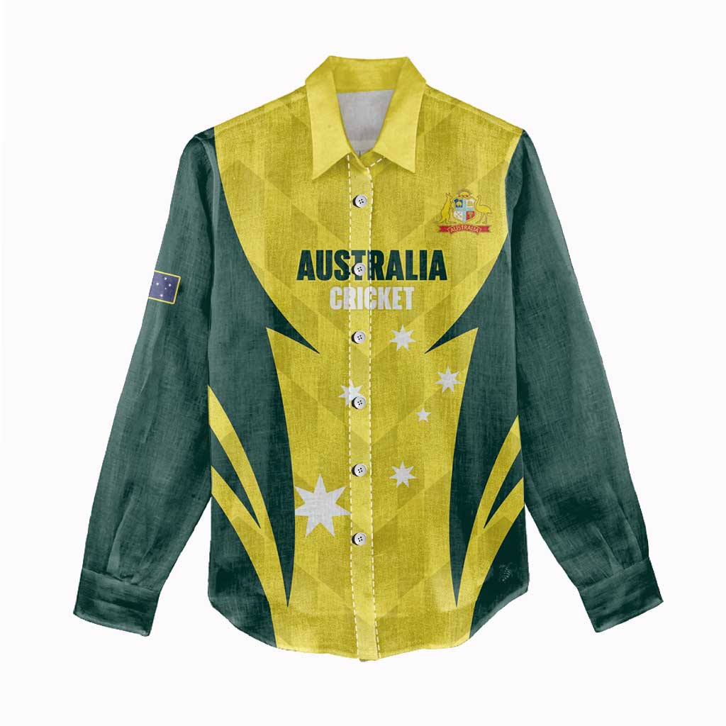 Australia Cricket Custom Women Casual Shirt Go Aussie Dynamic Yellow - Aussie Hoodie