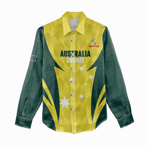 Australia Cricket Custom Women Casual Shirt Go Aussie Dynamic Yellow - Aussie Hoodie