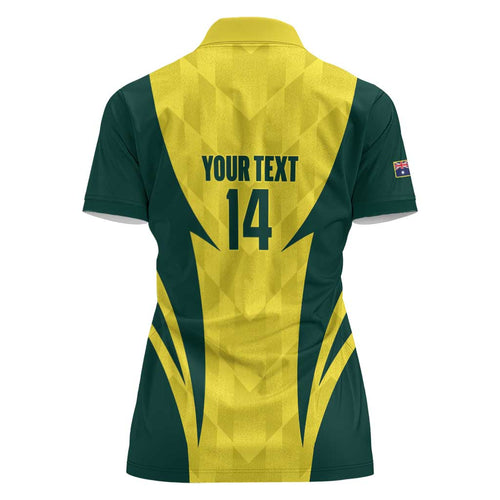 Australia Cricket Custom Women Polo Shirt Go Aussie Dynamic Yellow - Aussie Hoodie